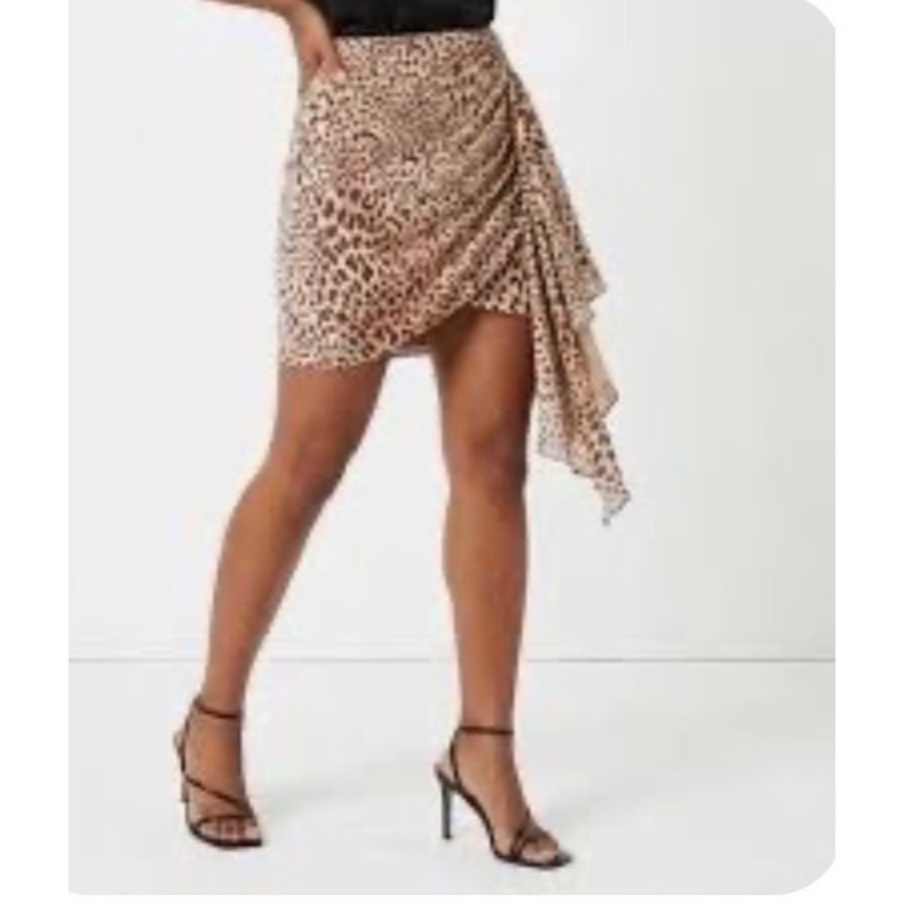 Naked Wardrobe Mini Skirt Women XS Leopard‎ Excellent Ruched Draped nwsp20-sk5
